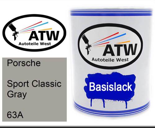 Porsche, Sport Classic Gray, 63A: 1L Lackdose, von ATW Autoteile West.